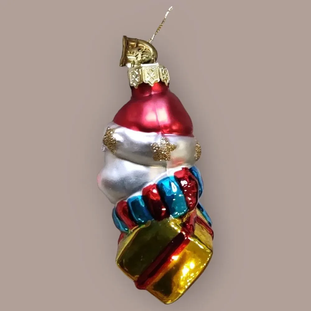 Baby Smiley Santa Snowman Scarf Present Gift Hand Blown Glass Ornament Pacconi